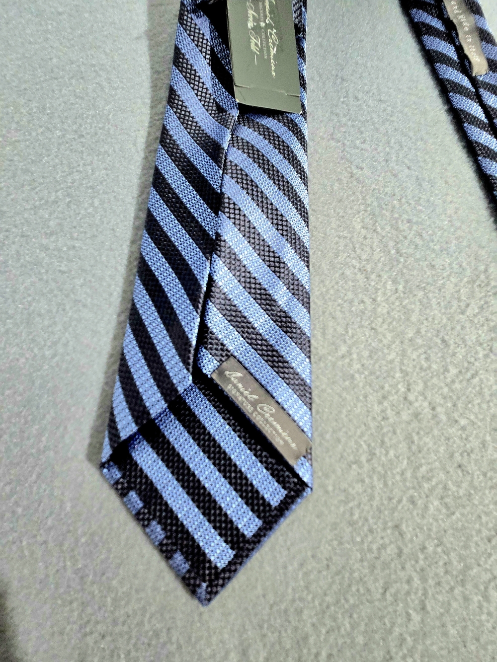 Men's Blue and Black Striped Silk Tie - Classic Formal Tie